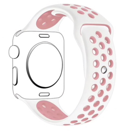 NEW WHITE-PINK Sport Silicone Band for Apple Watch - Picture 2 of 3